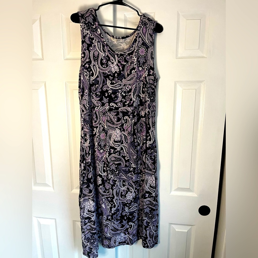 Bearsland Maternity/Nursing Dress Black and Purple Paisley